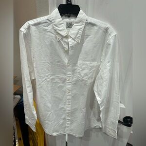 J. Crew White Casual Button Down Shirt with Long Sleeves